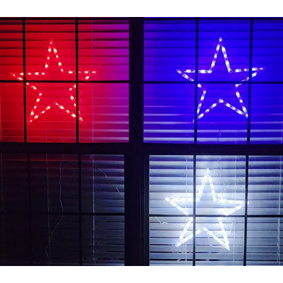 Foldable Stars - Red, White, Blue (3 Stars Included) - 120 Total LED Lights - 8 Lighting Modes - 18" Tall