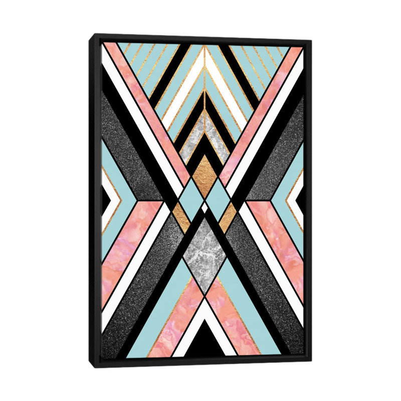 Geo i, impression sur toile tendue, H 26 po x l 18 po x P 1,5 po, Toile avec cadre noir, Pas de tapis