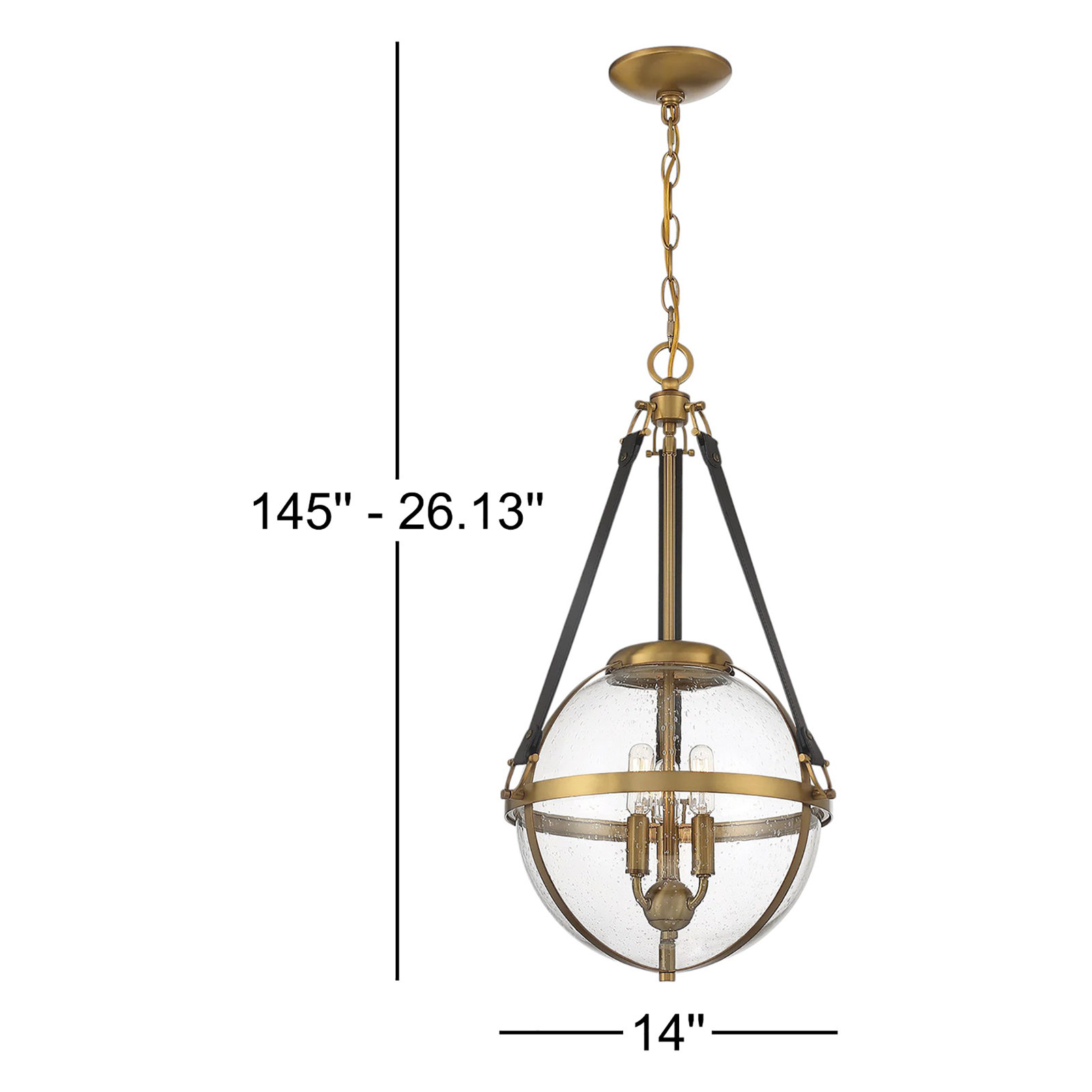 Chimere 3-Light Chandelier, Brass