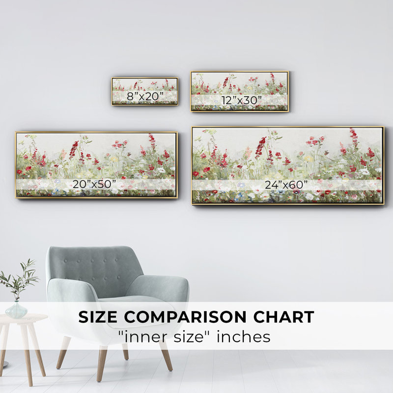 Sweet Spring Meadow- Framed Canvas, 20" H x 50" W