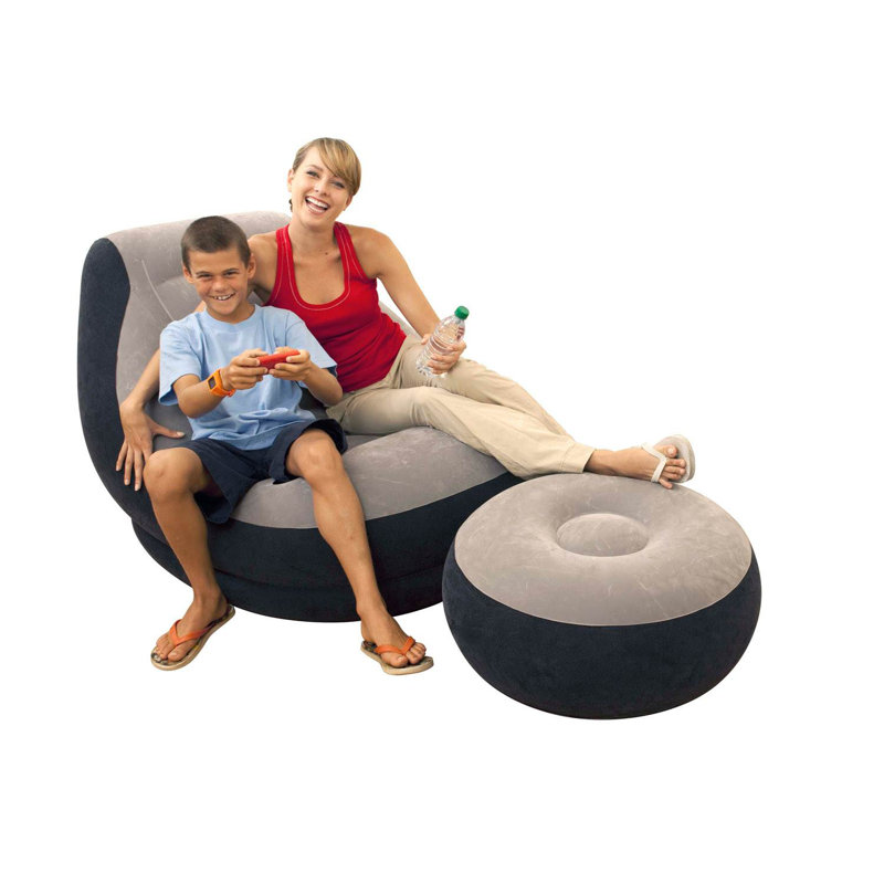Faux Leather Accent Chair with Ottoman