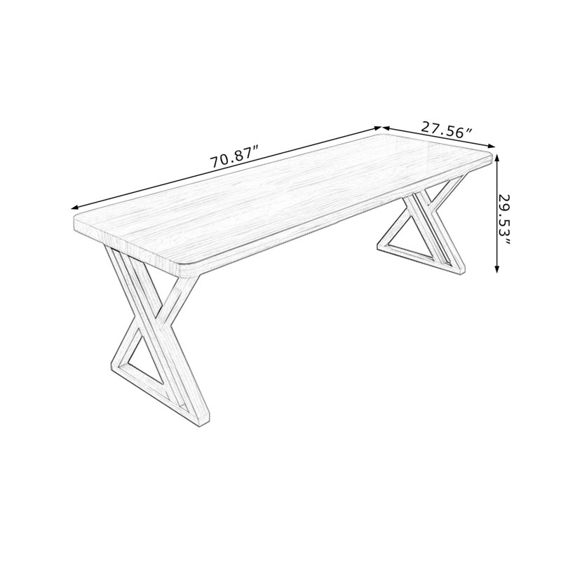 Light brown Rectangular Solid Wood Writing desk, 29.53"H*70.87"W*27.56"D