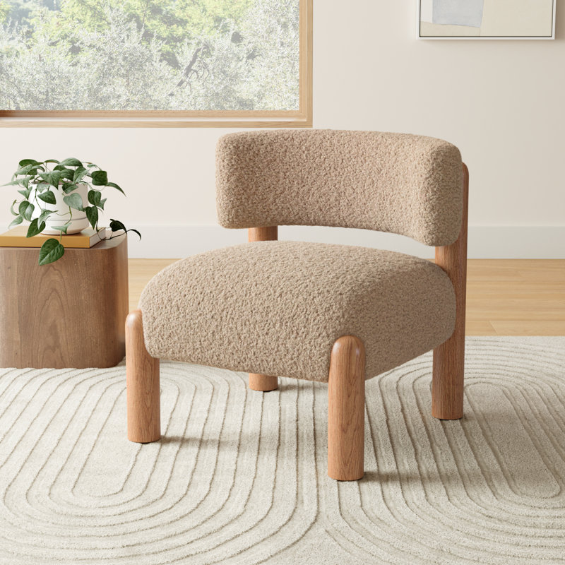 Lilou Upholstered Barrel Chair, Light Brown