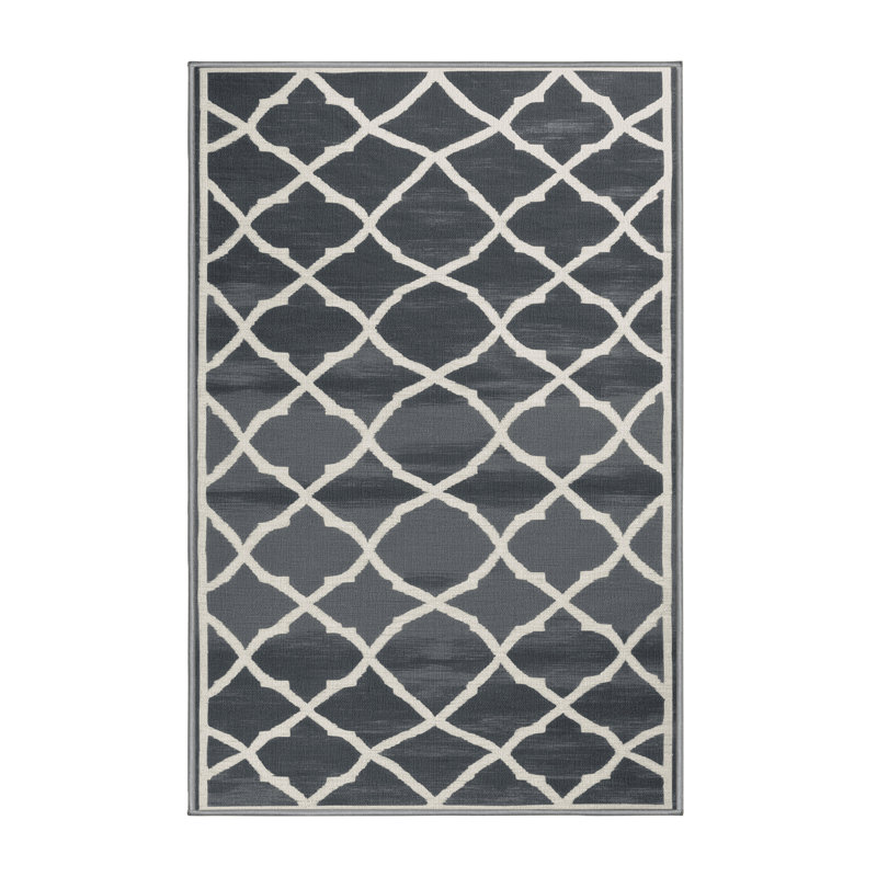 Machine Washable Trellis Gray Area Rug