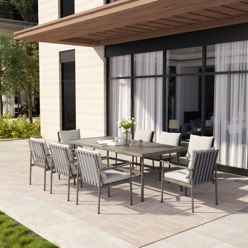 Ensemble repas extérieur pour 9 personnes Mariène, Gris, Beige
