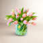 Real Touch Faux Tulip Arrangement In Glass Vase-1233412100