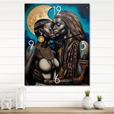 Portrait Of African Queen And King In Love - Couple Very Wall Clocks