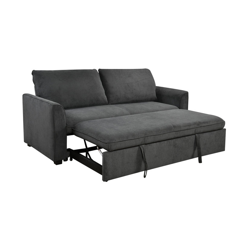 Versatile Sofa Bed With Adjustable Backrest And Space-Saving Pull-Out Feature, Dark Grey
