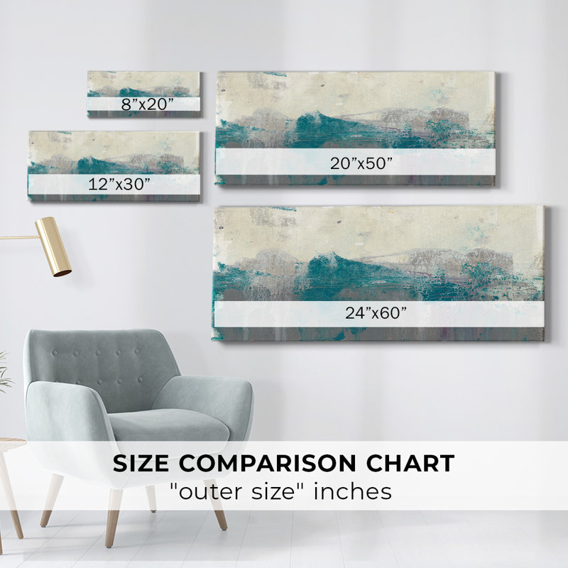 Teal Range II-Gallery Wrapped Canvas, 24" H x 60" W x 1.5" D