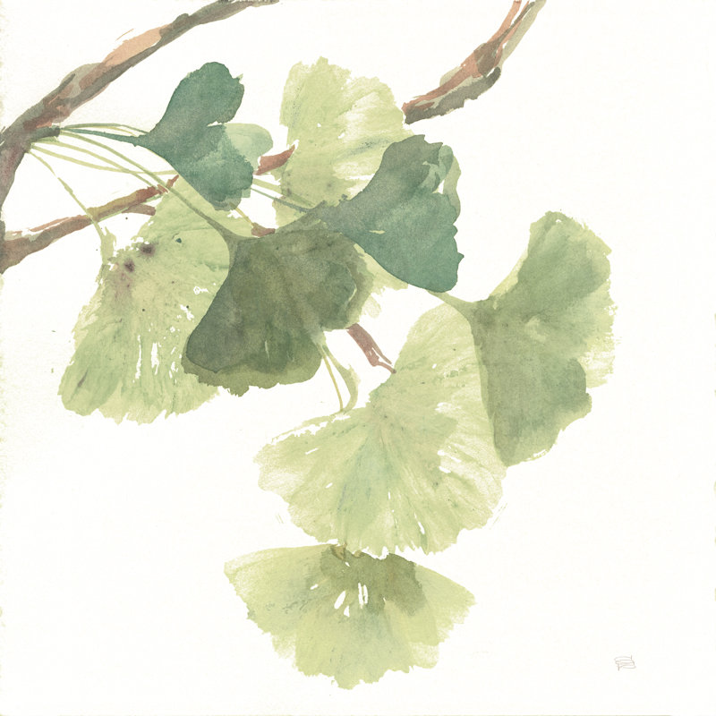 Feuilles de gingko I sur blanc, H 30 po x l 30 po x P 1,25 po
