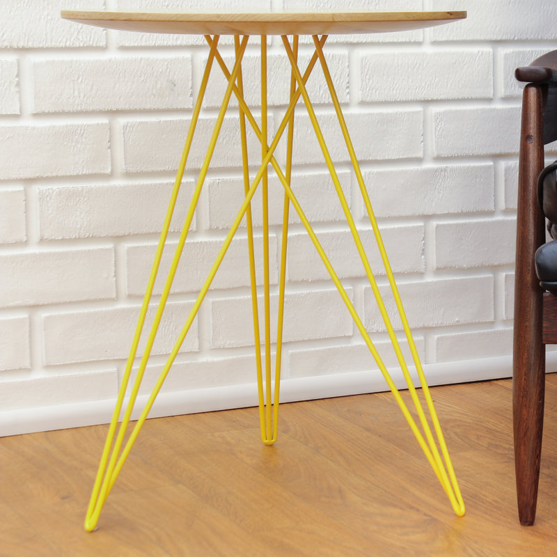 Hudson Solid Wood Top End Table, Maple, Yellow