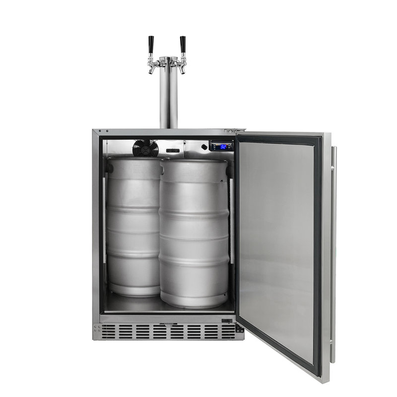 Kegco 24" Wide Outdoor Dual Tap All Stainless Steel Built-In Kegerator with Kit, Right