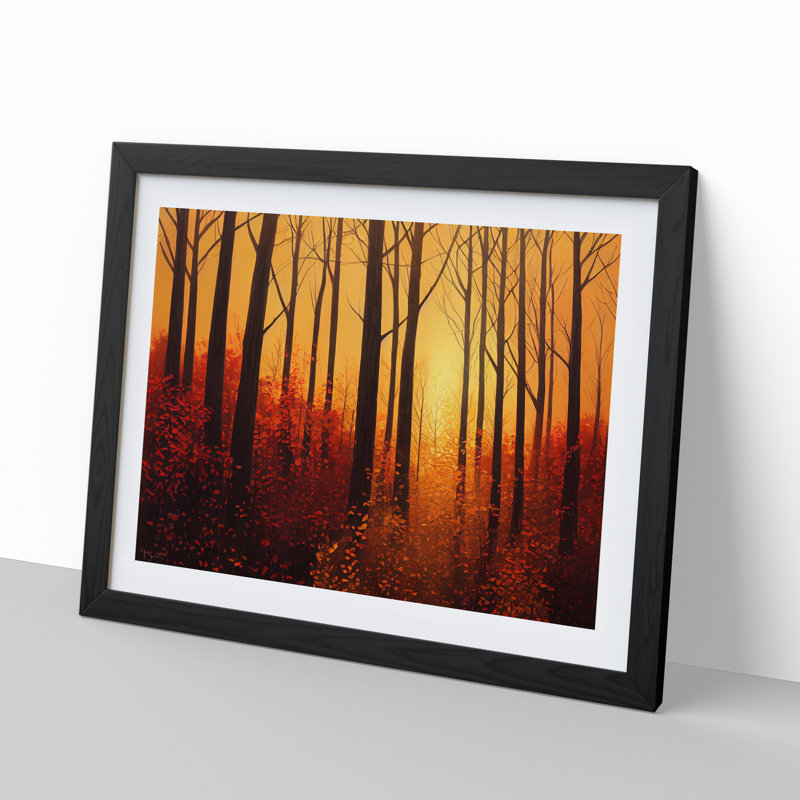 Autumn Forest At Sunset Vol.1 - Single Picture Frame Print, Black , 46cm H x 64cm W