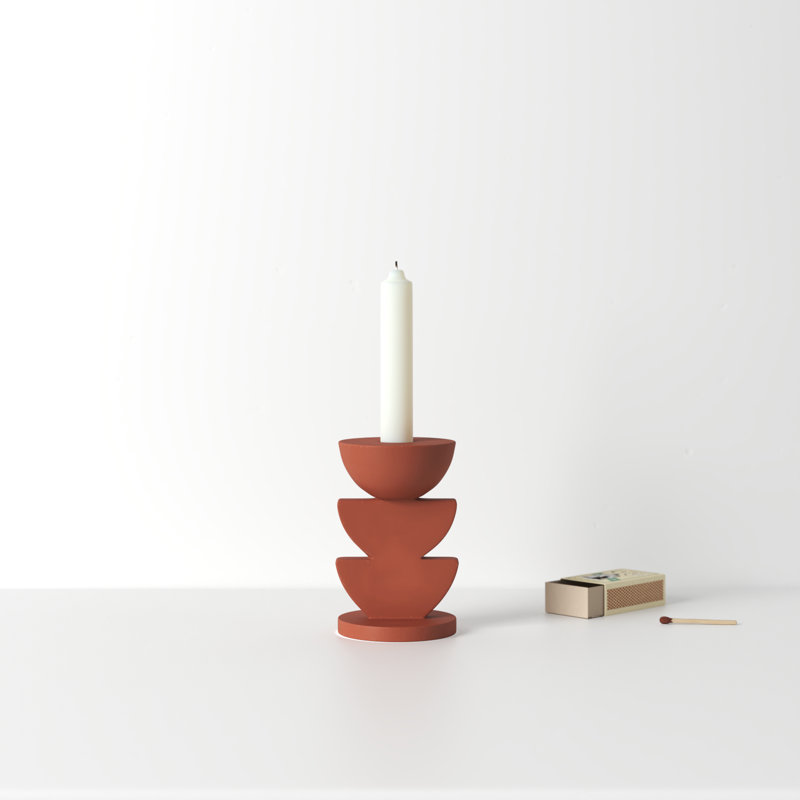 Fergal Concrete / Cement Tabletop Candlestick, 5.5" H x 3.5" W x 3.5" D
