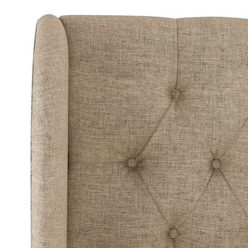 Tête de lit tapissier à oreilles Tomey, Simple, Lin naturel texturé Zuma