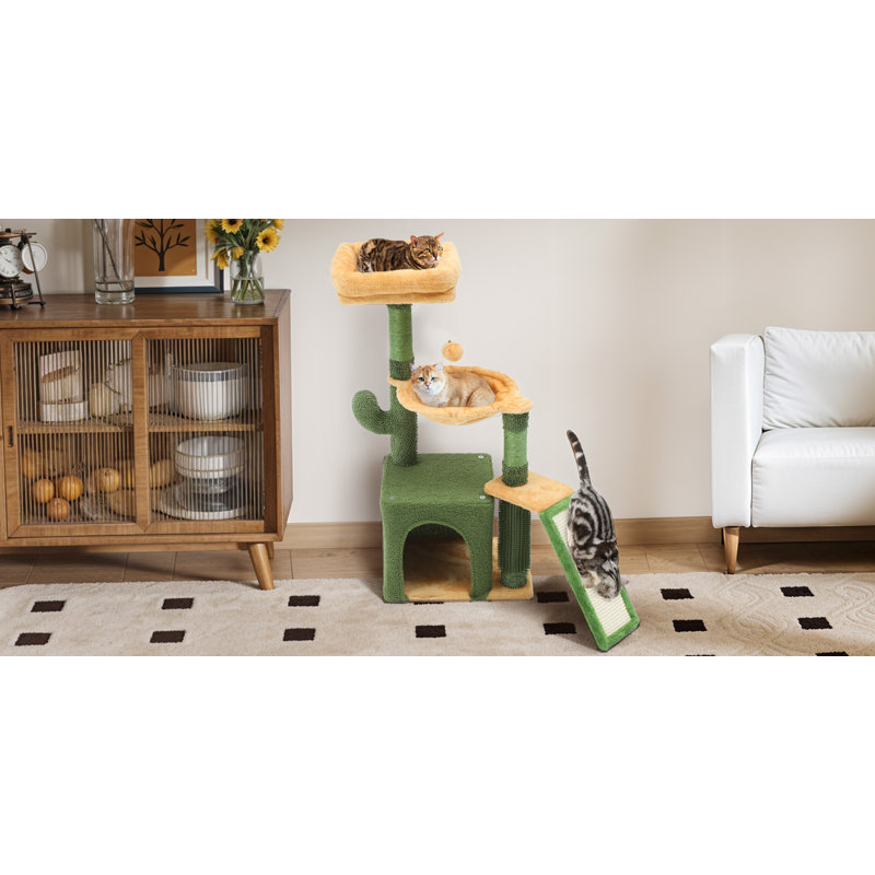 Multi-Level Cactus Cat Tree Tower with Perches, Condos, and Scratching Posts