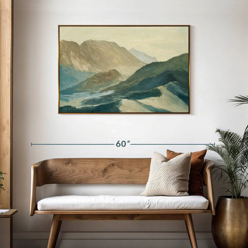 Silhouette de montagne, Cadre flottant doré, 43 po x 29 po
