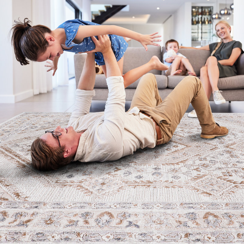 Tapis 5X7 de couleur crème, sans perte de teinture, parfait pour le salon, la salle à manger, la salle à manger, le bureau, sans perte de teinture, utilisation