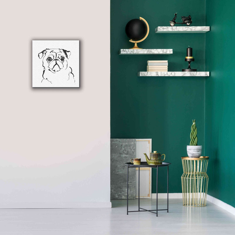 «Line Dog Pug I» par Chris Paschke, estampe numérique sur toile, H 18 po x l 18 po x P 0,75 po