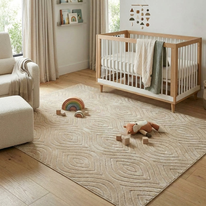 Kaile Performance Transitional Modern Geometric Ogee Beige Indoor/Outdoor Rug, Rectangle 7'10" x 9'10"