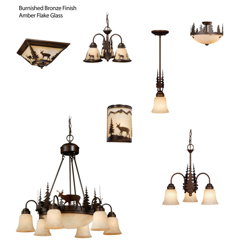 Kynslea 9 - Light Steel Dimmable Classic / Traditional Chandelier, Deer