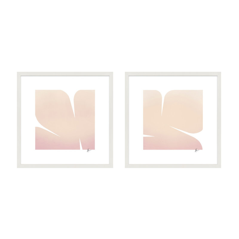 Clouds 1&2. Set Of 2 Painting by Lee Lessem, 36" H x 36" W x 1.25" D, White Framed