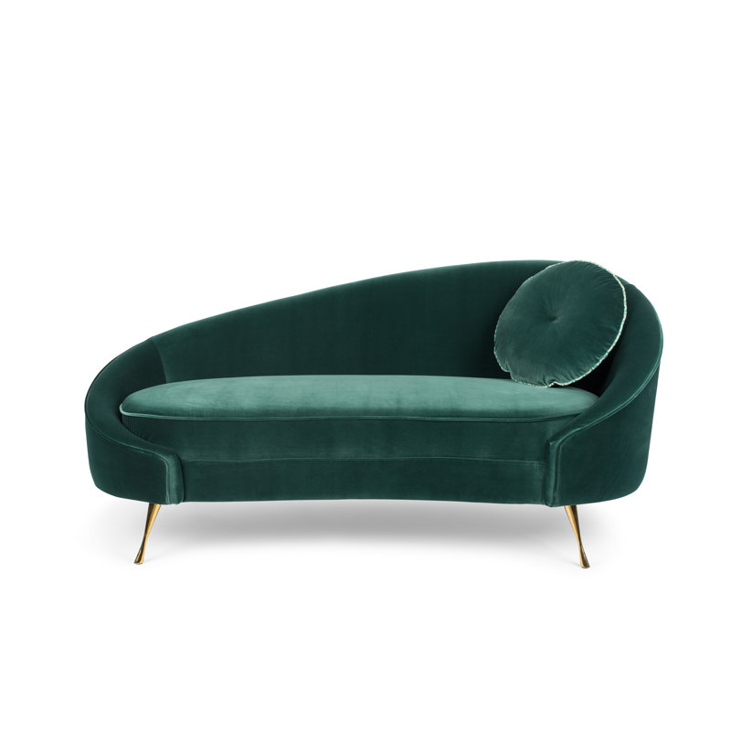 Velvet Loveseat, Green Polyester