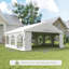 Pavillon de jardin 20 po x 20 pi pour espace extérieur en acier blanc et PE, avec design pliable avec structure en acier galvanisé