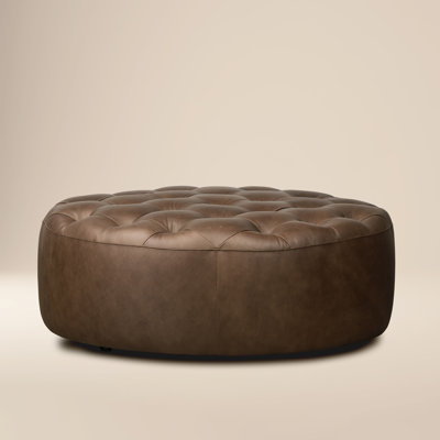 Ascot Full-Grain Genuine Italian Leather Ottoman
