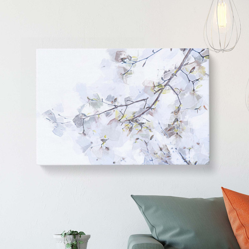 Branch of a White Magnolia Tree in Abstract - Wrapped Canvas, 35cm H x 50cm W x 3cm D
