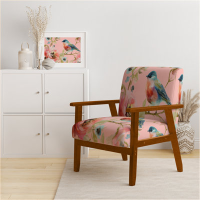 Beautiful Bird Romance I - Upholstered Traditional Accent Arm Chair