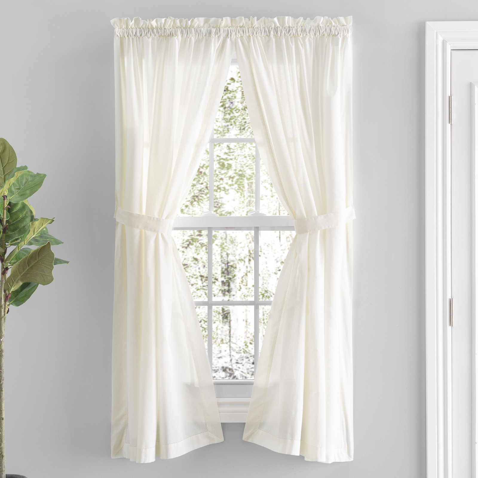Blandford Semi-Sheer Curtain Panel Set, Natural, 40" x 63"