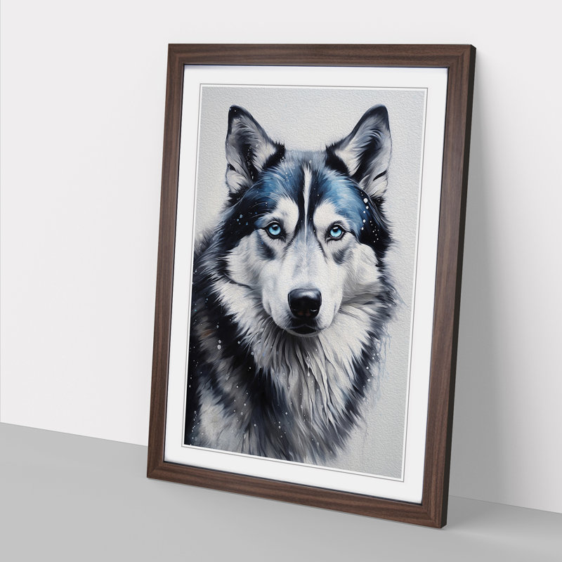 Husky Realism - Framed Print, Walnut , 64cm H x 46cm W x 2cm D