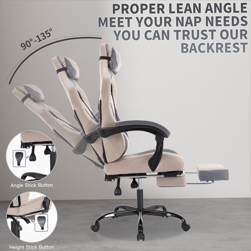 Gaming Chair with Massage,Ergonomic PC Gaming Chair with Footrest Comfortable Headrest and Lumbar Support,High Back PVC Leather,300LBS (Grey)