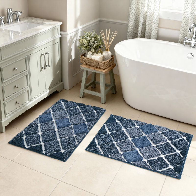 Tapis de bain en microfibre surdimensionné Spa - paquet de 1 ou 2 24 po x 36 po, Marine