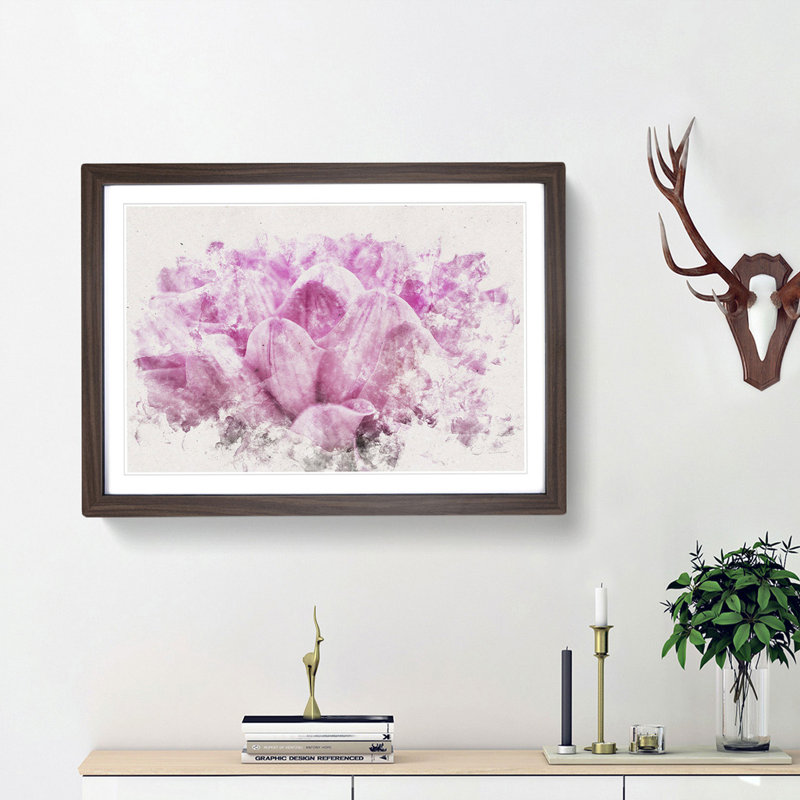 Pink Petals of a Chrysanthemum - Picture Frame Graphic Art Print, Walnut Framed, 62cm H x 87cm W x 2cm D