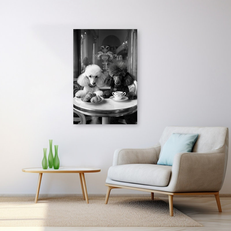 «Chic Poodle Breakfast Classic Vintage Dog», reproduction d'art murale, H 48 po x l 32 po