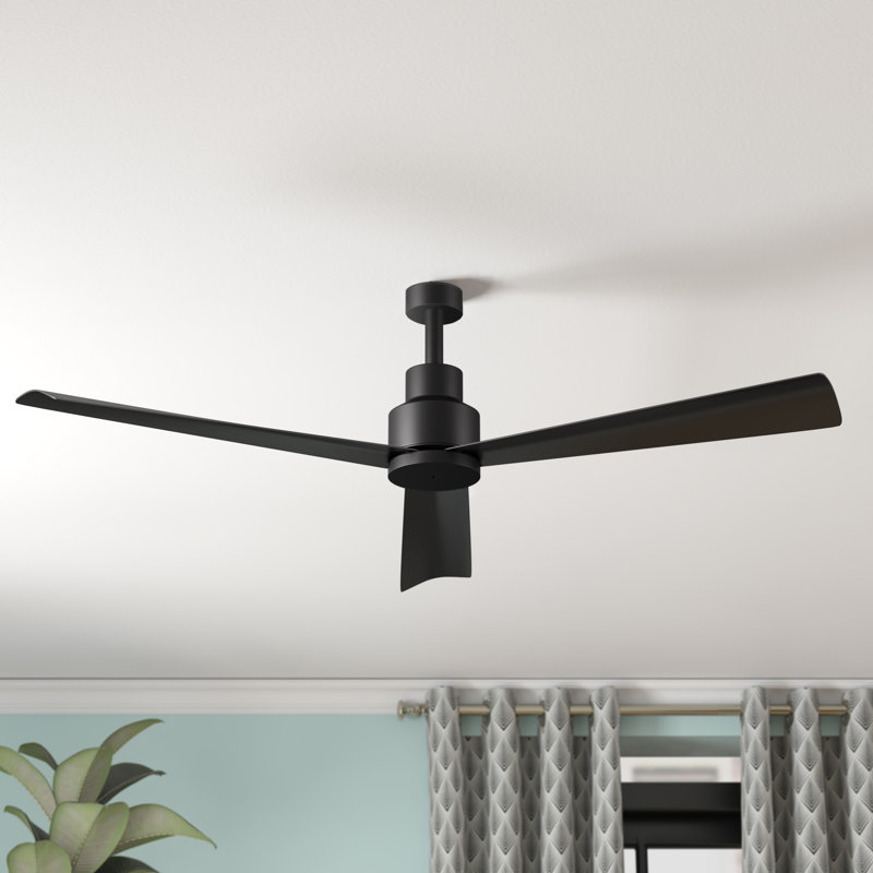 44" Simple 3 - Blade Outdoor Propeller Ceiling Fan with Remote Control, Coal