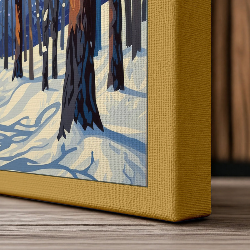 Winter Path Scandinavian - Wrapped Canvas, 36x24 - 91.4 x 61.0 cm, Ochre Border