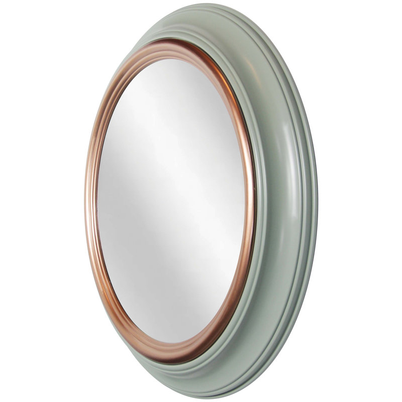 Ornate Sage Green and Gold Round 24-Inch Wall Mirror