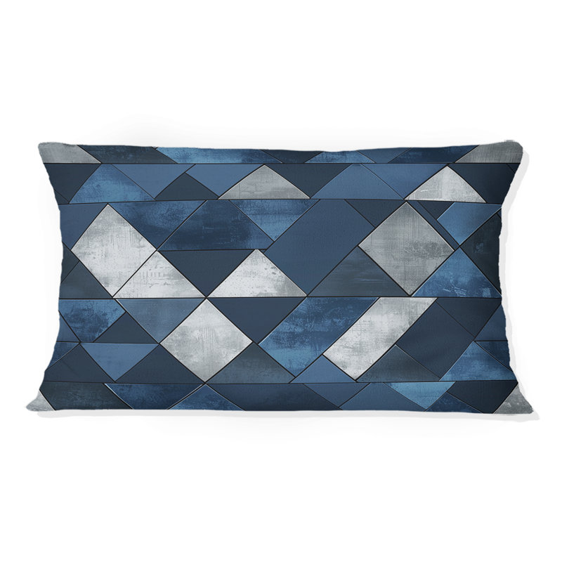 Coussin lombaire bleu et blanc Triangles III