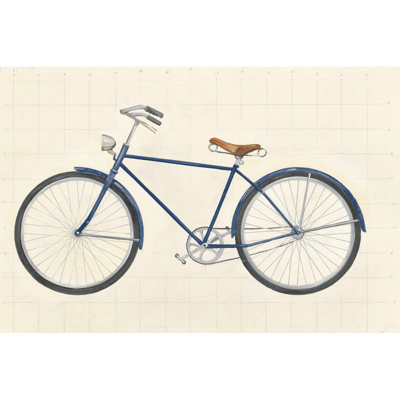Marché aux puces, bicyclette, marine - peinture sur toile tendue, H 32 po x l 48 po
