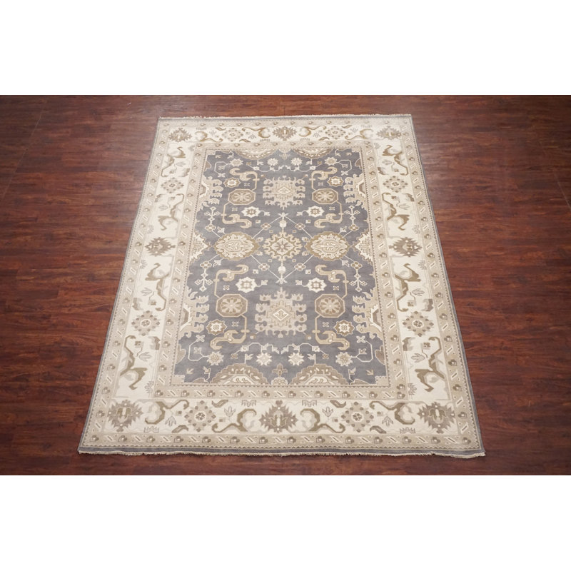 Tapis gris / bleu 9X12 Oushak