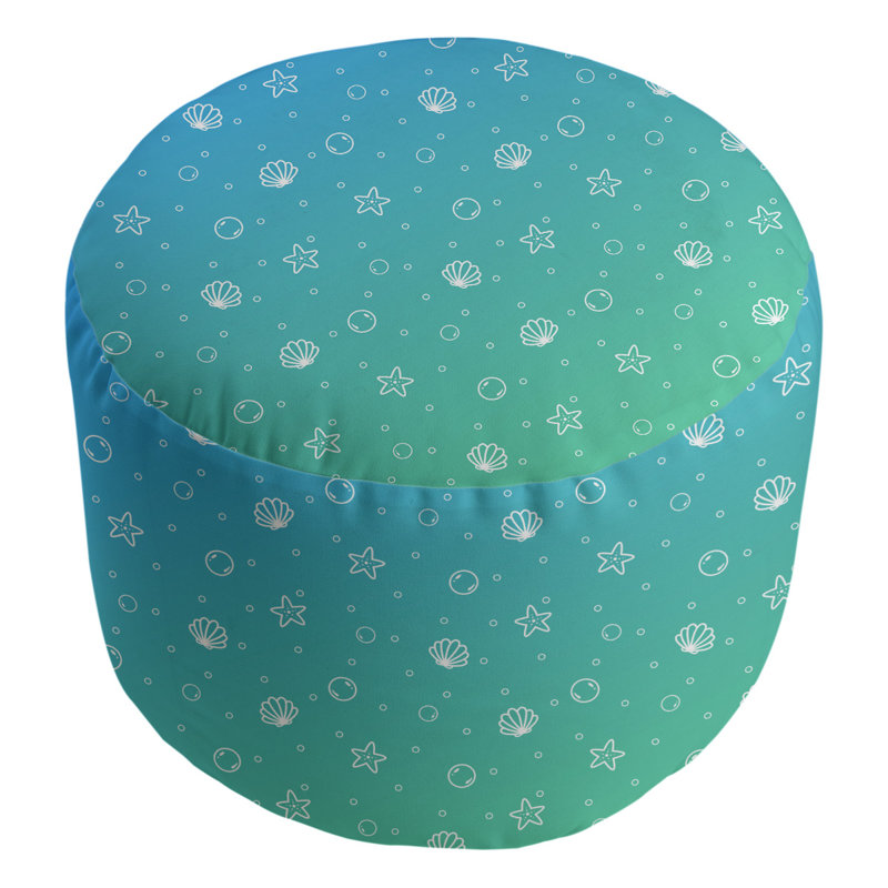 Avicia Upholstered Pouf, Green/Blue