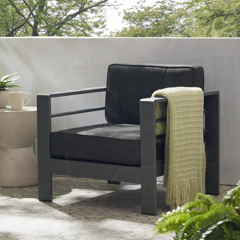 Fauteuil club d'extérieur, Dark Green Cushion/Gunmetal Gray Frame