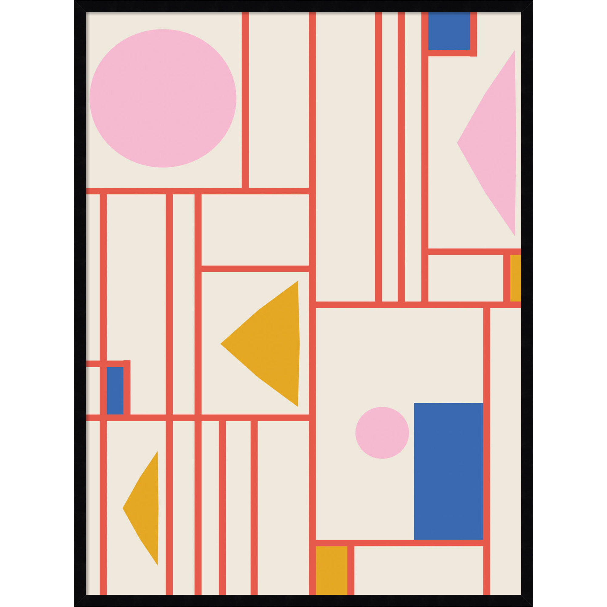 Framed Shapes by Beth Vassalo, 41" H x 31" W x 1" D, Black