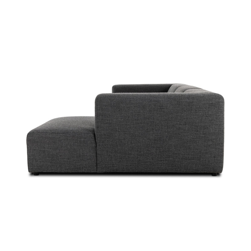 Lawndale Sectional, Saxon Charcoal Polyester Blend, Right Hand Facing