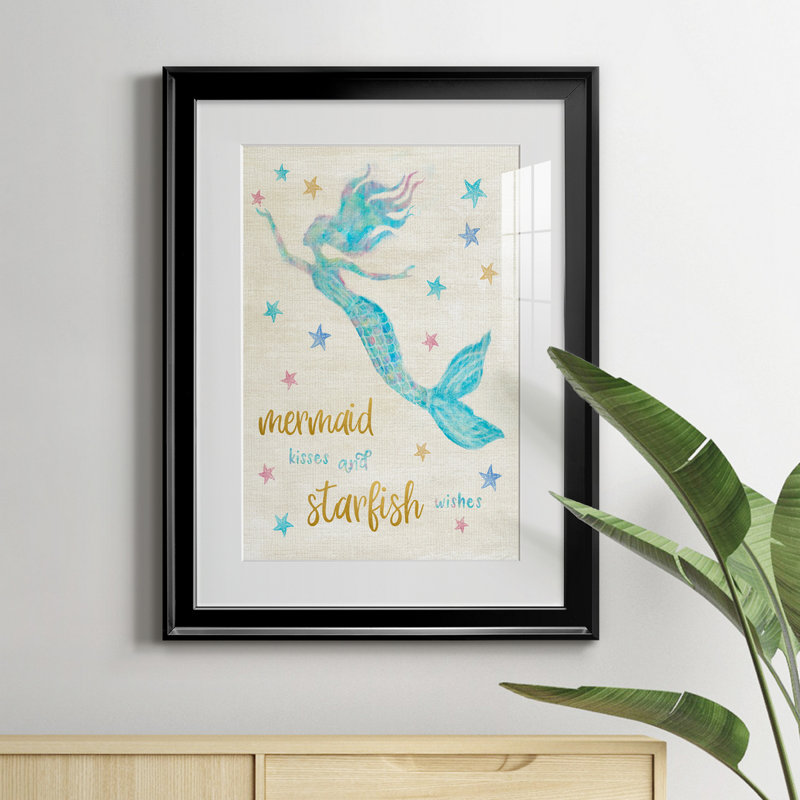 Mermaid Kisses - Peinture encadrée, Noir, H 18,5 po x l 24,5 po x P 1,5 po