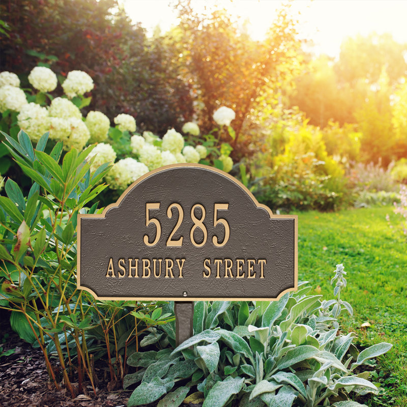 Fitzwilliams 2-Line Lawn Address Sign, Bronze/Gold, Yes