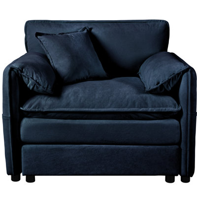 Chaise surdimensionnée de 41,39 po, revêtement en chenille bleue, siège à profondeur de lecture pour la chambre à coucher, salon modulaire modulaire, avec revêtement bleu, coussin 1